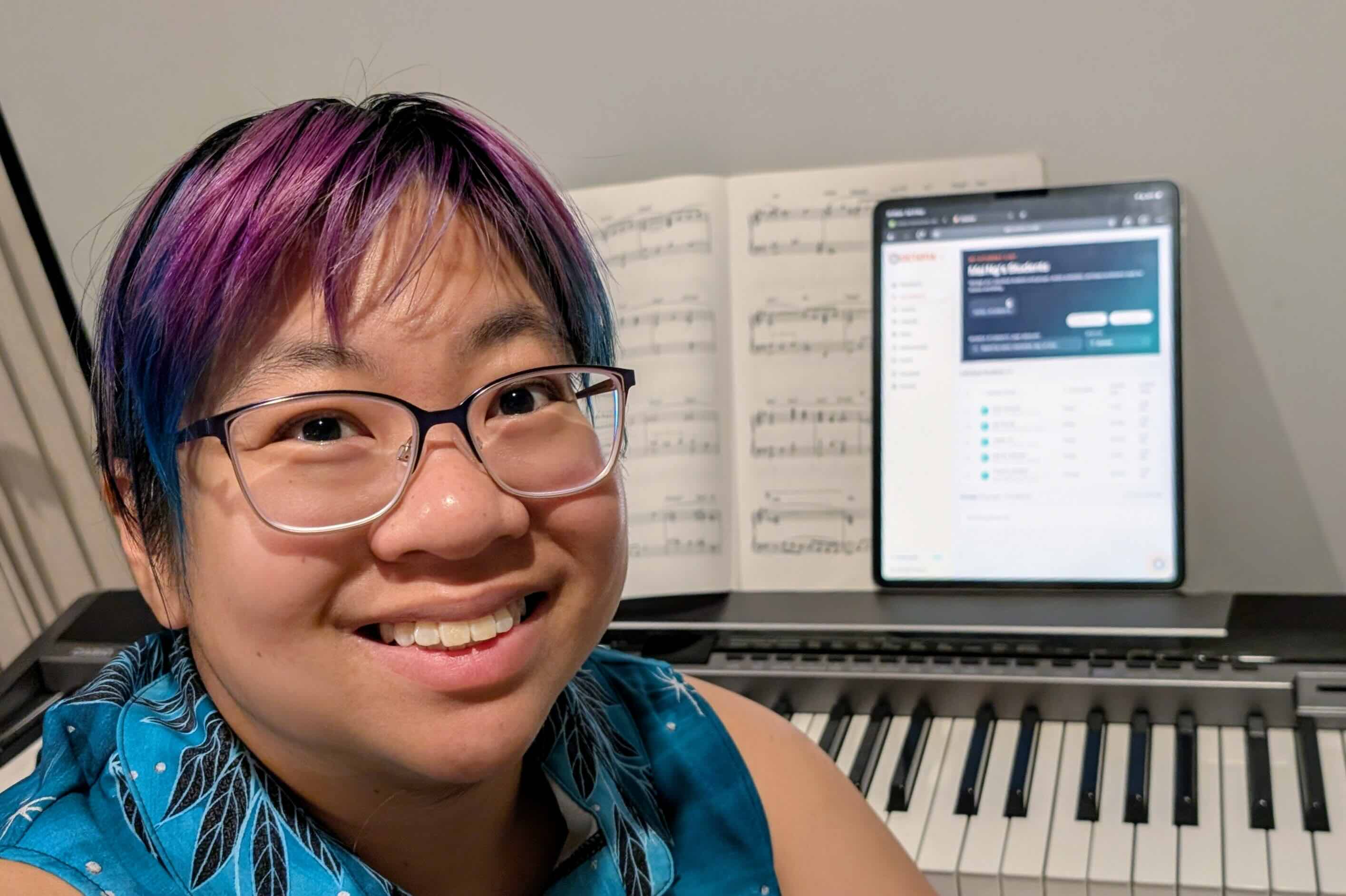Music teacher using Octavia for lesson notes and studio management