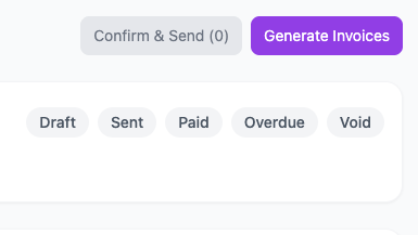 Billing and invoicing screenshots