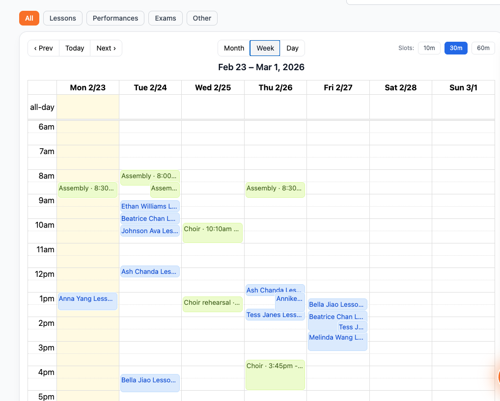 Scheduling workflow screenshots