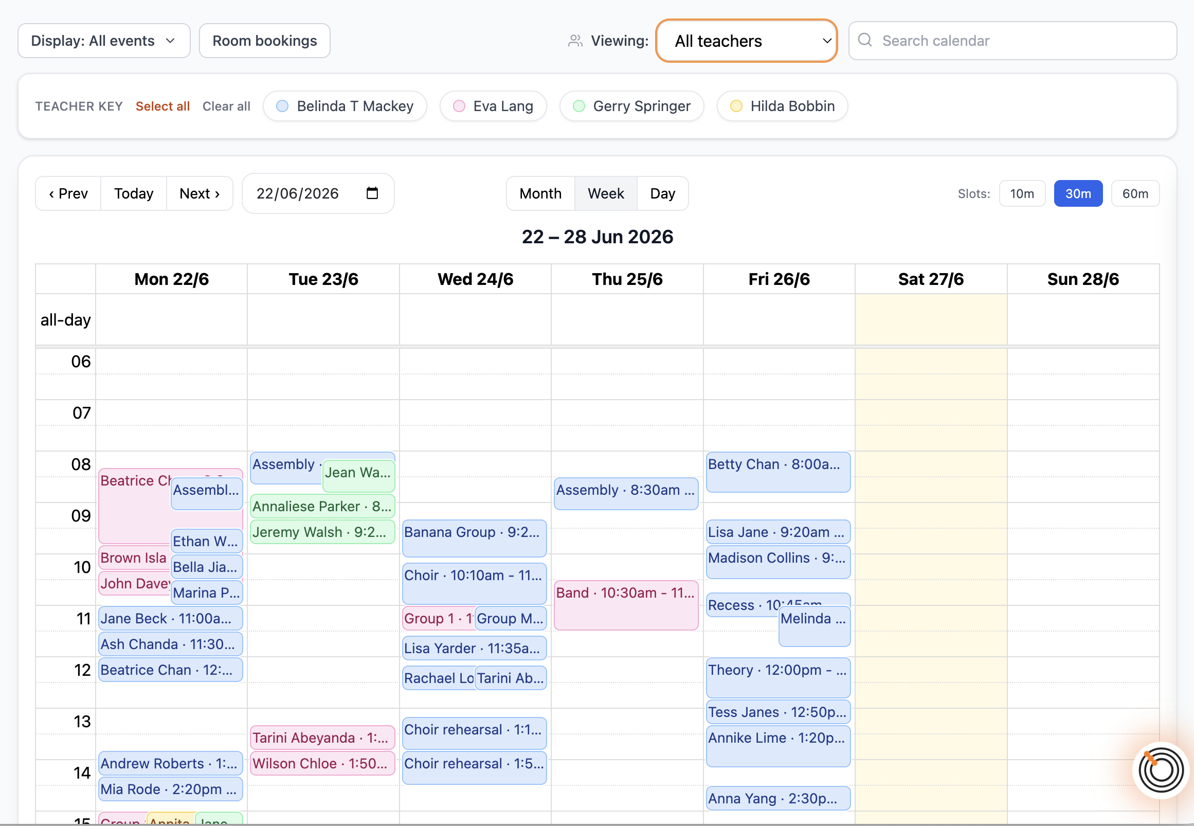 All-teachers calendar view