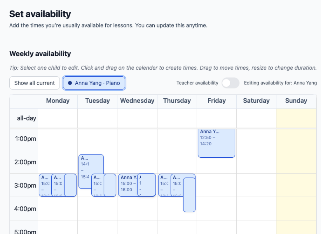 Availability confirmation in the Family Hub