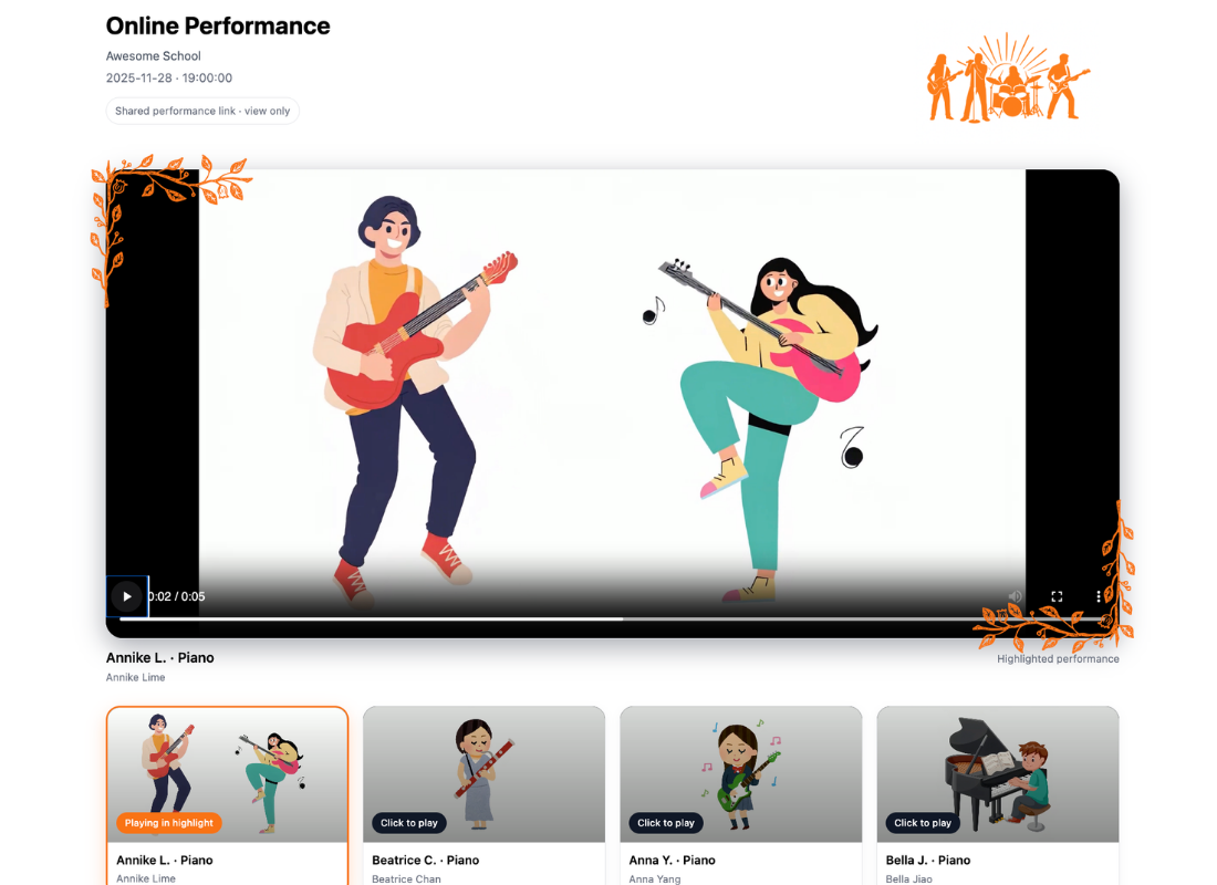 Performances and recordings in the Family Hub