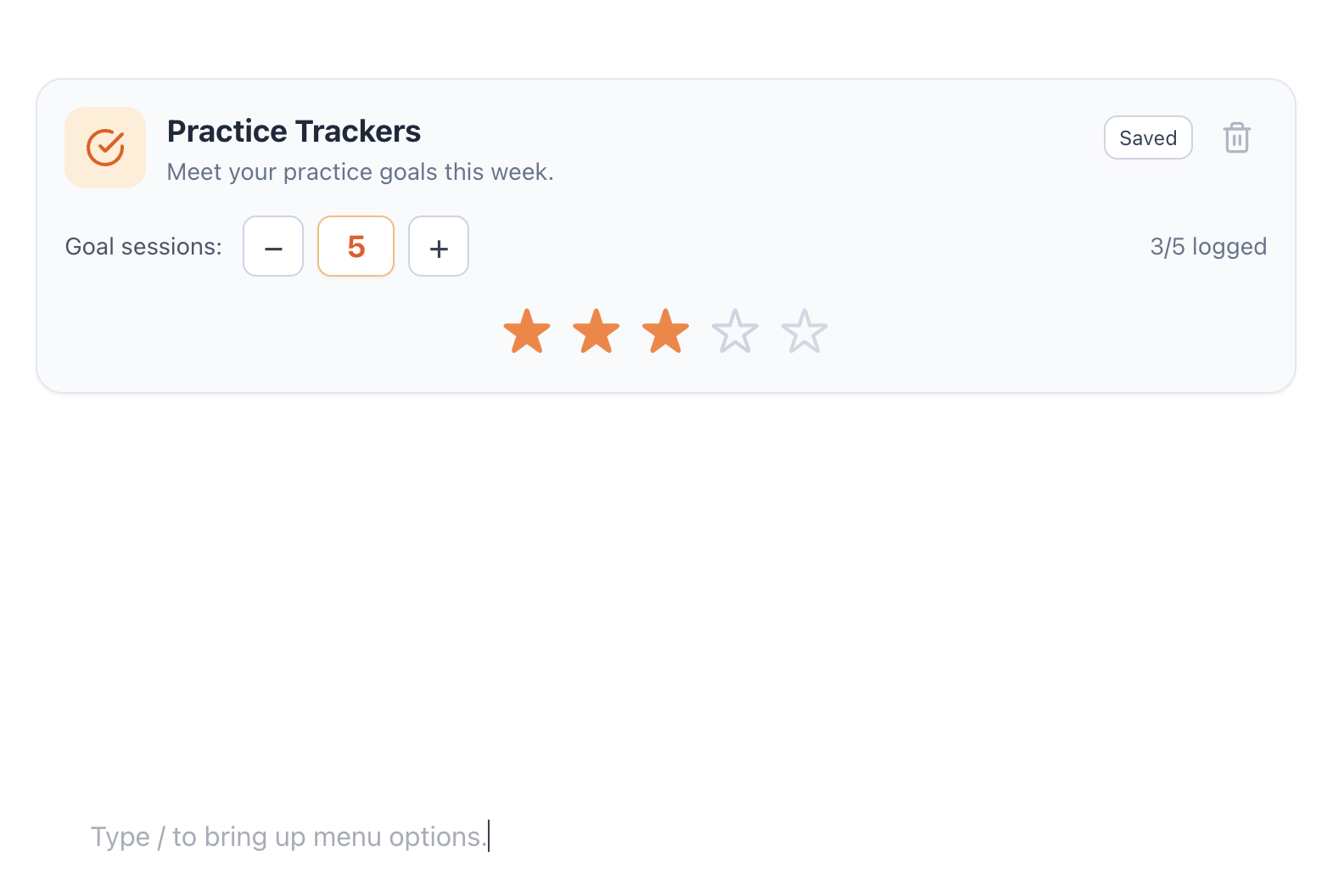 Practice Tracker tool
