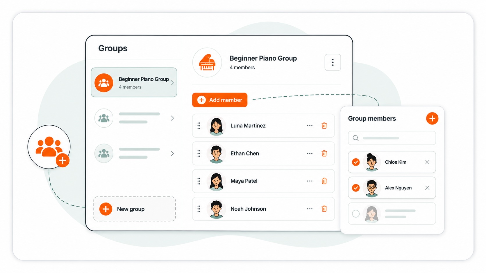 How to add a group and manage group members