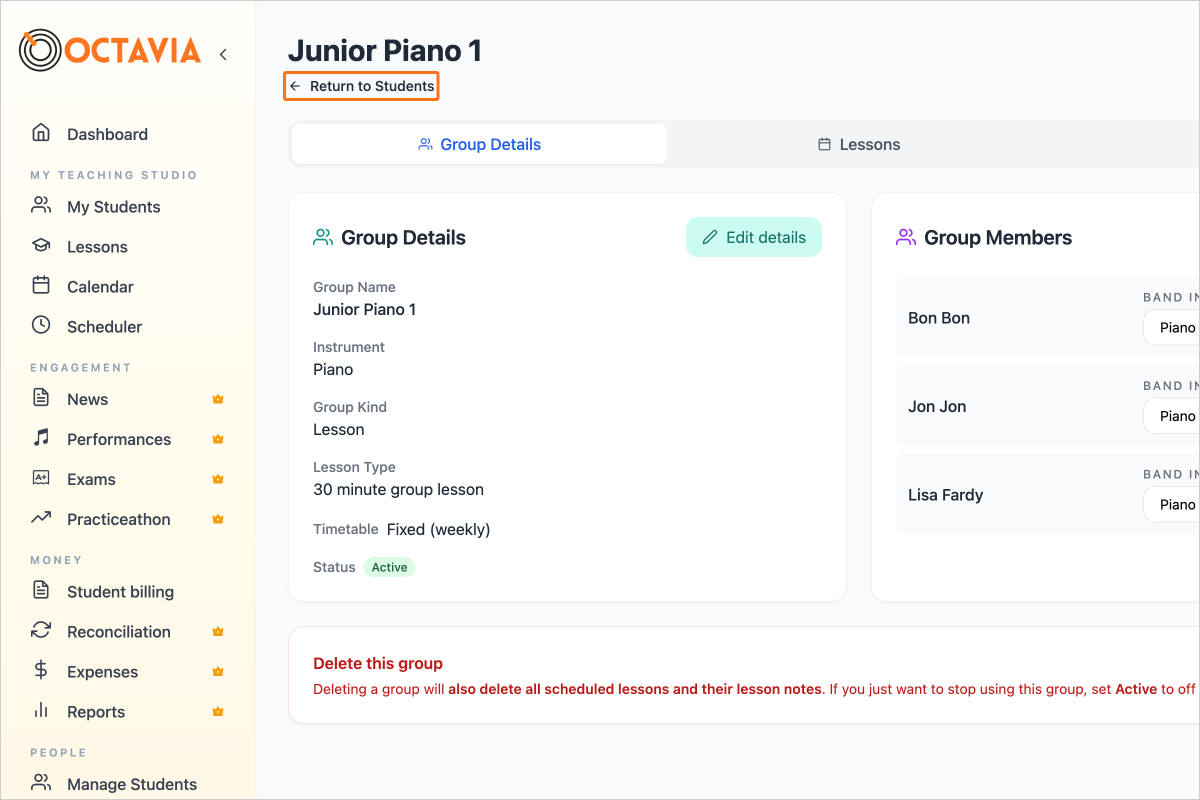 Step 12 - Return to Students to view the new group