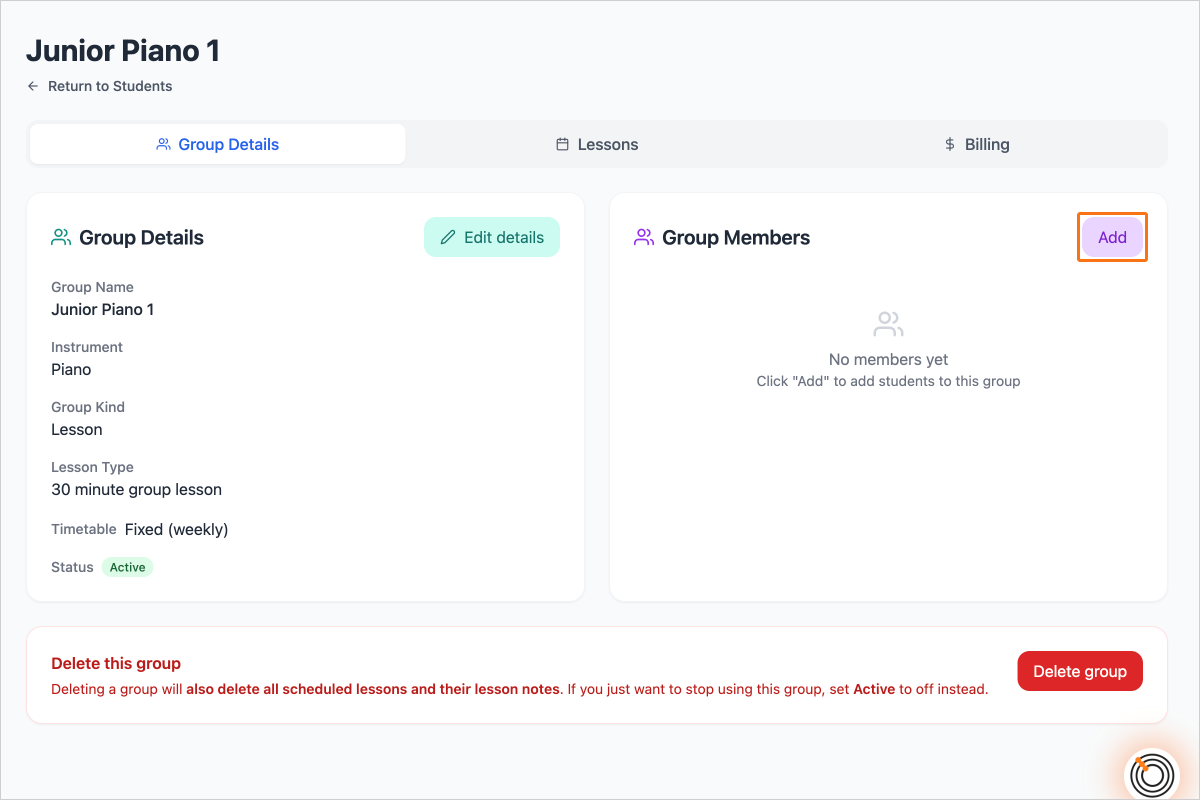 Step 6 - Find the Group Members card and click Add