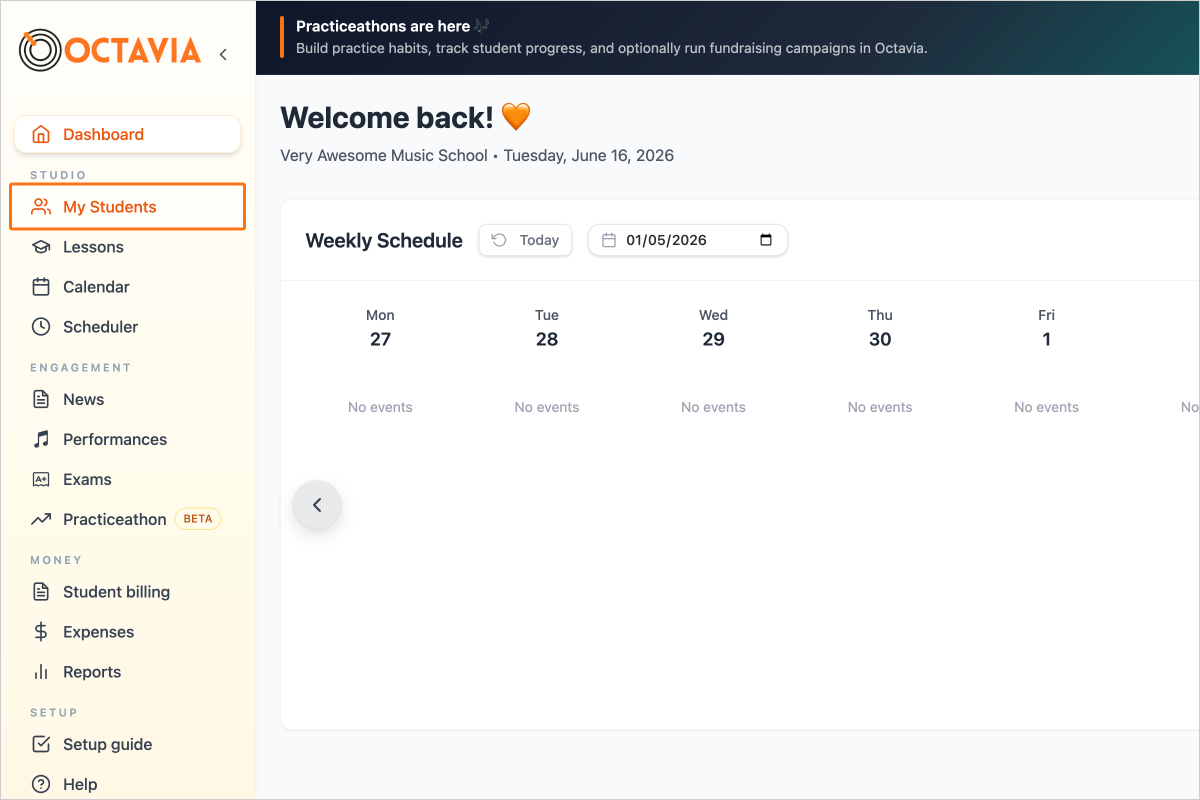 Step 1 - Click on "My Students" in the sidebar