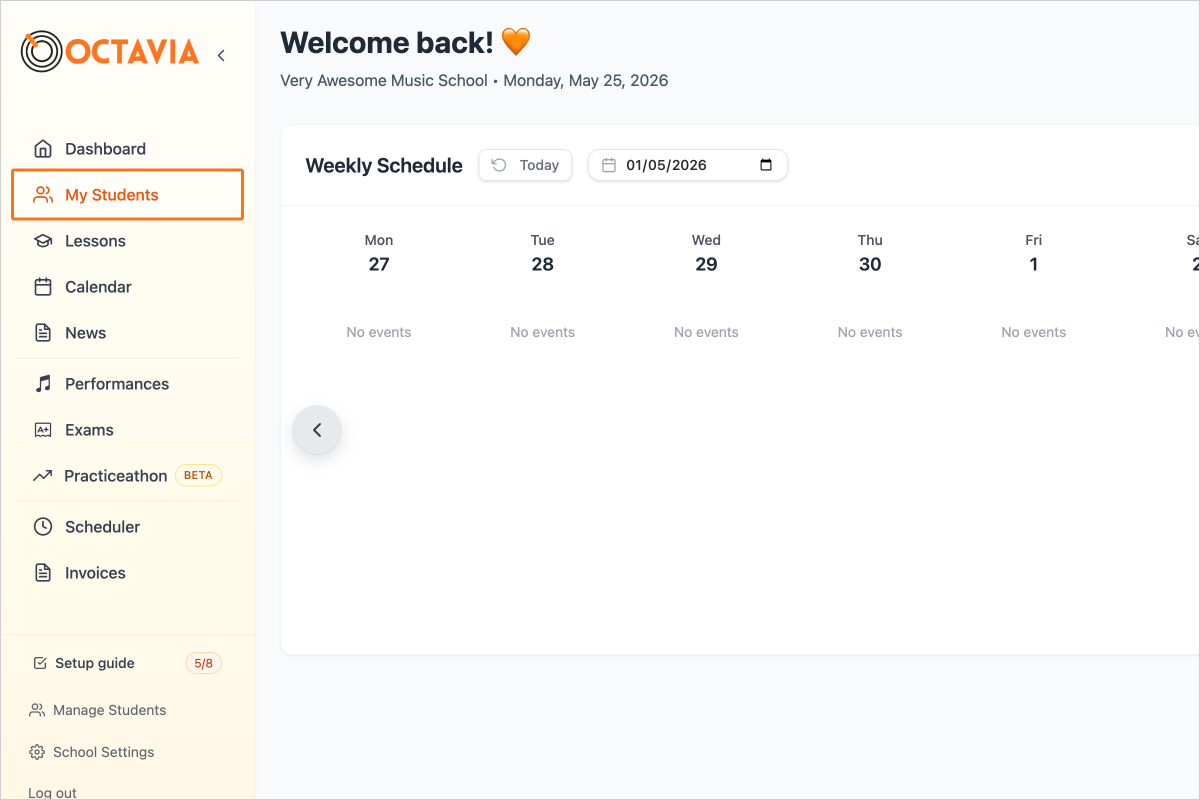 Step 1 - Click on My Students in the sidebar.