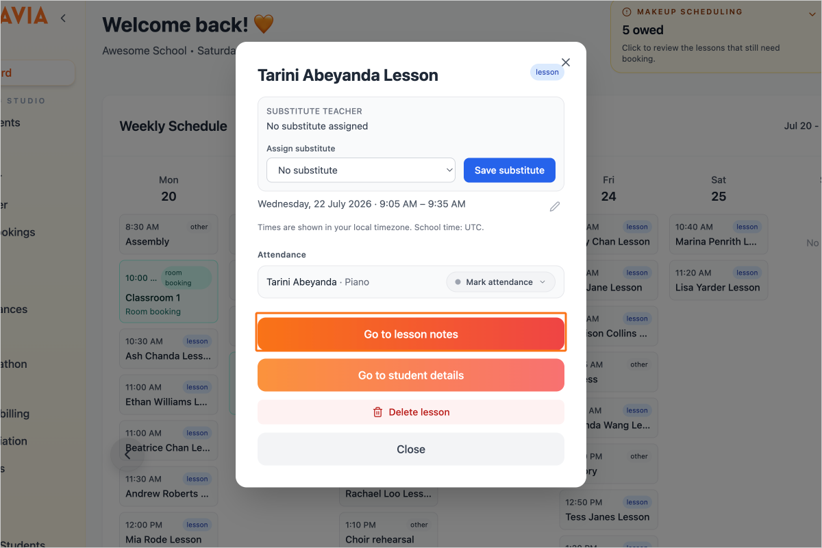 Step 2 - Click Go to lesson notes