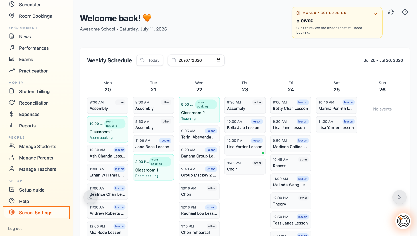 Step 1 - Click on the link School Settings