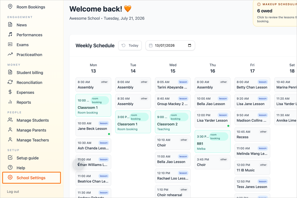 Step 1 - Navigate to School Settings