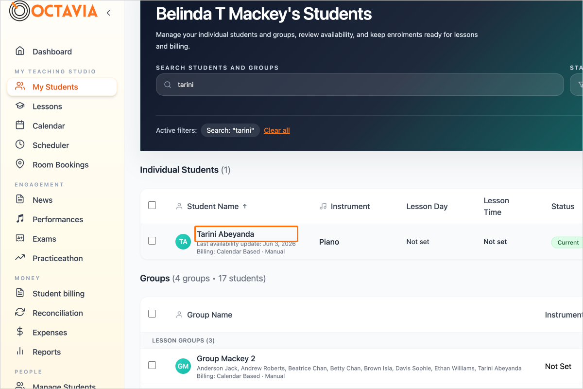 Step 6 - Select a Student