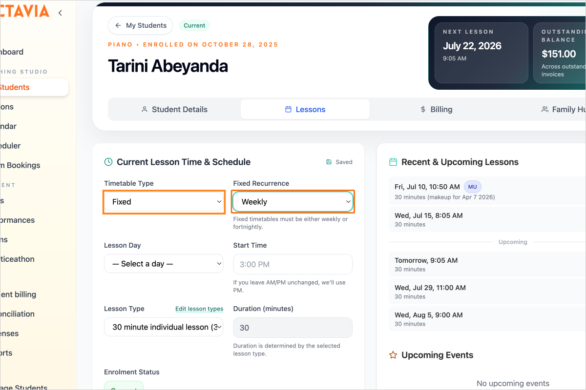 Step 9 - Select "Fixed" under Timetable Type and select Fixed. Click on the Fixed Recurrence field