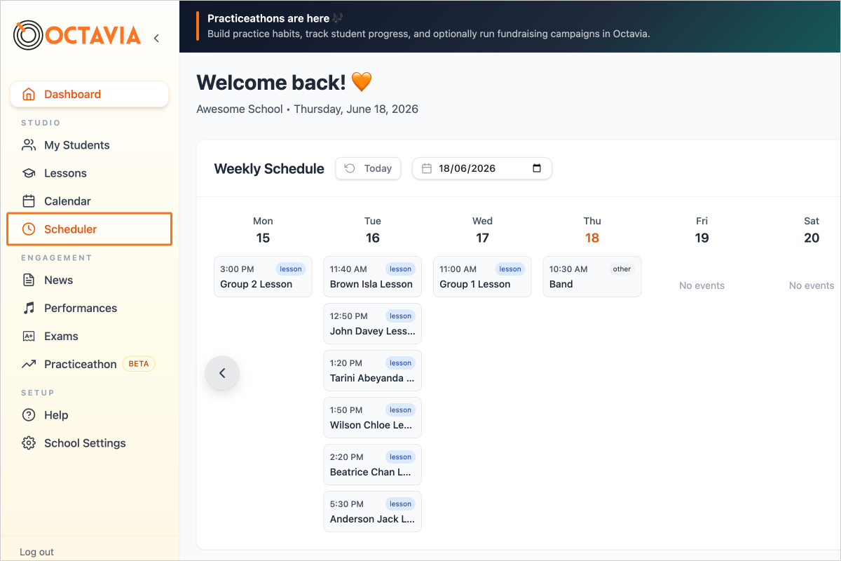 Step 1 - Click on "Scheduler" link in the Sidebar